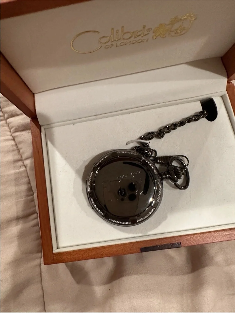 Black Hunter-Case Pocket Watch with Chain